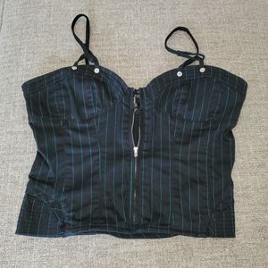 Black pinstriped bustier corset
